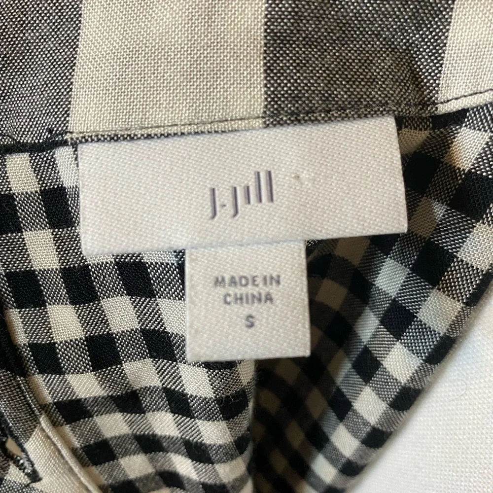 J.Jill Black White Gingham Empire Waist Country Chic Button Back Dress | Small - Picture 7 of 7